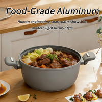 Casserole moderne en aluminium forgé antiadhésive avec couvercle, marmite à soupe, faitout, compatible induction, nettoyage facile, sans PFOA