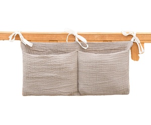 Organizer in Mussola di Cotone per Neonati, Borsa Appendibile Grande Multi-Tasca per Passeggino e Culla - Product Image 1