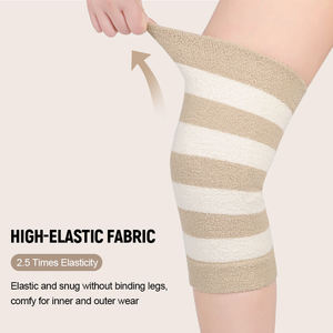 Proveedor de fábrica: Calentador de <span class=keywords><strong>rodilla</strong></span> de forro polar a rayas, tejido elástico, para dormir por la noche, para artritis - Product Image 6