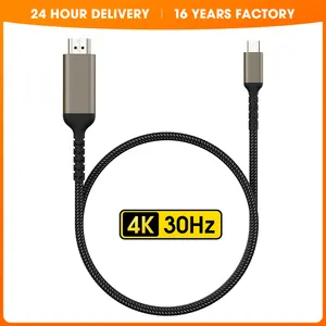 USB tip C erkek HDMI kablosu erkek (4K @ 60Hz) ev ofis bilgisayar projektör monitör Pad cep telefonu için 1.8m adaptörü