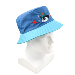 Chapeau de soleil pliable à large bord bleu, protection solaire, séchage rapide, réversible, avec broderie personnalisée, faible MOQ, vente en gros - Product Image 5