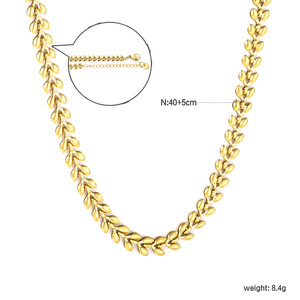 Collar de Moda con Cadenas de Acero Inoxidable 18k, Diseño de Corazón y Espiga Geométrica, Joyería para Uso Diario y Regalo - Product Image 4