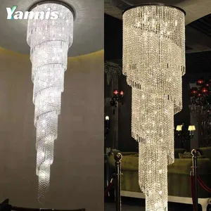 Lampadario moderno a sospensione per scale di grandi dimensioni con cristalli di lusso a soffitto K9