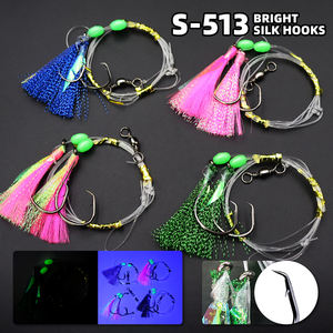 5/0 ~ 8/0 aparejo de pesca en el mar cebo de piel de pez aparejos Sabiki 2 uds anzuelos circulares con barril giratorio rosa amarillo verde rojo azul - Product Image 3