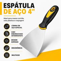 Spatule en acier avec manche caoutchouté antidérapant, lame de 4 pouces en acier spécial, conception épaisse, ergonomique, multi-usage, bord droit