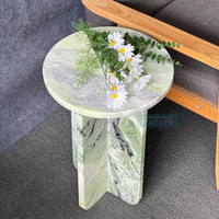 Table en marbre naturel, table d'appoint ronde de luxe en marbre vert pour salon, chambre à coucher, table basse en marbre Calacatta Viola
