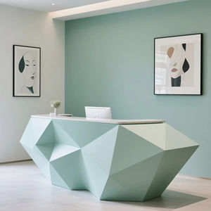 Comptoir d'accueil imprimé en 3D avec éclairage LED, comptoir avant ondulé moderne pour usage commercial - Product Image 5