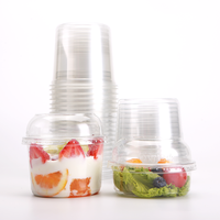 Bol de distribution imprimé de logo personnalisé 16 20 24 32 Oz Conteneur de charcuterie jetable pour aliments Fruits Transparent PP PET Deli Cup avec couvercles
