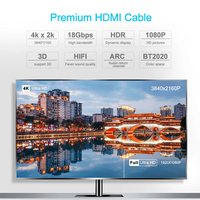 Câble HDMI Premium Ultra Haute Vitesse Version 2.0 Noir 4K 60Hz 3D 1080P 18Gbps pour HDTV Moniteur Ordinateur