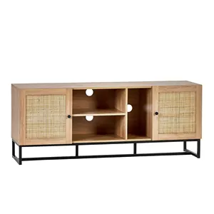 YuanFu Home Furniture Modern Cabinet Oak Rattan Modern Tv Console Stand With Door