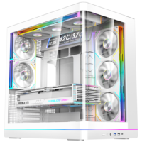 Boîtier PC Gaming ATX Full Tower, Boîtier d'ordinateur à haut débit d'air, Boîtier PC en verre trempé, Boîtier PC Gaming pour ordinateur de bureau, Blanc