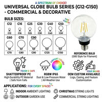 Bombillas Globo G12 G16 G25 G30 G40 G50 G60 G70 G80 G90 G95 G125 G150 para Interiores y Exteriores, Jardín, Resistentes a Impactos, PC, IP65, CRI80, Regulables, OEM