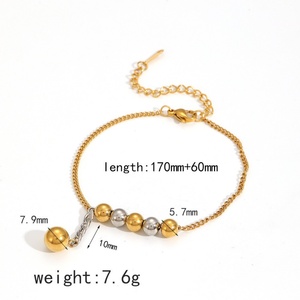 Collier chaîne à perles tendance, bracelets personnalisés, ensemble de bijoux en acier inoxydable avec perles de couleurs mélangées simples - Product Image 2