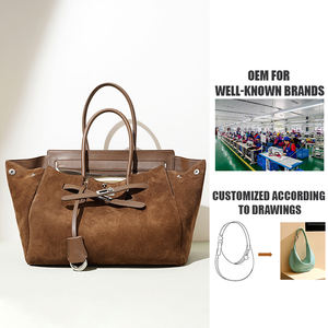 Fornitori di Borse Personalizzate all'Ingrosso ODM 2025 Borsa a Mano da Donna in Vera Pelle Scamosciata Grande Capacità Stile Retrò alla Moda - Product Image 2