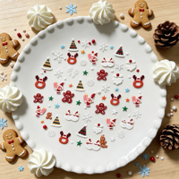 Autocollants pour ongles de Noël 5D autocollants en relief avec texture de Père Noël, de pain d'épices, d'élk et de flocon de neige, décorations pour manucure DIY