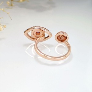 Anello Aperto Stile Occhio del Diavolo con Dettagli Scintillanti, Design Regolabile, Accessori di Moda per Donne - Product Image 6