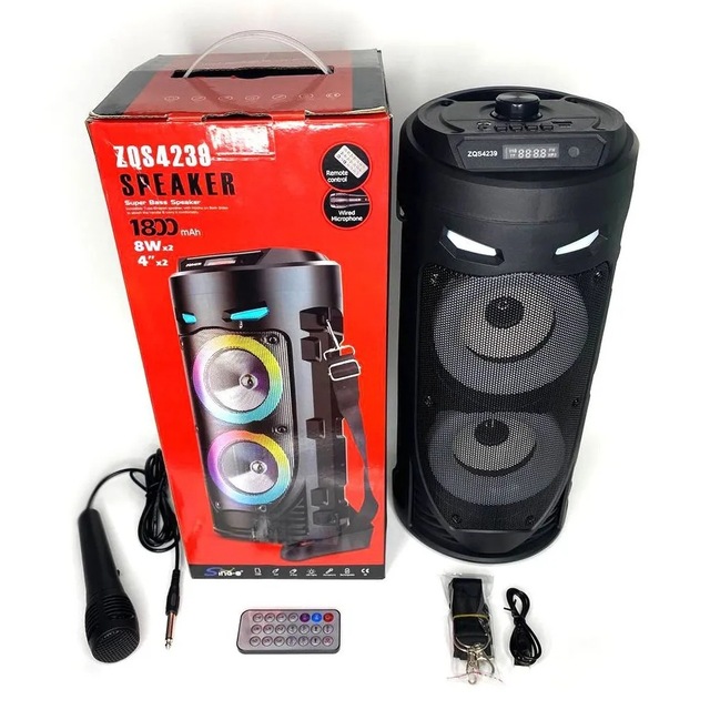 SING-E ZQS-4239 RGB LED Karaoke Speaker with for Remote Control 1000-2000mAh Battery-Portable Audio for Europe US Markets