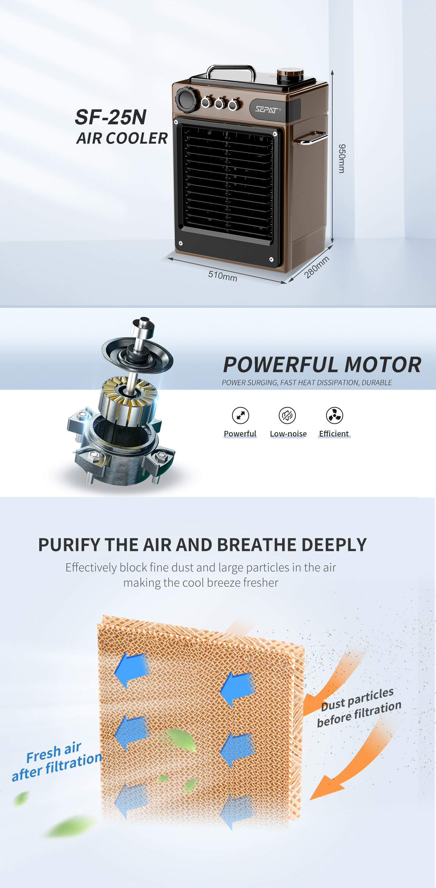 6L Fuel tank 1500M3/H Lion Battery 12v 24v DC air Cooler for