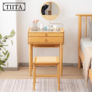 Bàn với gương và bàn ghế bàn trang điểm với 2 ngăn kéo - Product Image 3