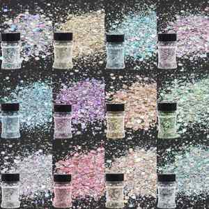 Paillettes holographiques 3D effet œil de chat, flacon de 50g, dégradé irisé, paillettes mélangées, fournitures DIY pour nail art, résine, décorations faites à la main - Product Image 2