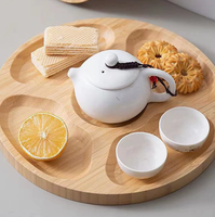 Assiette ronde en bois à compartiments, plateau de service rotatif en bambou avec compartiments, plateau à collation en bois pour noix, fruits, fromage