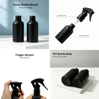 Vente en gros de flacons pulvérisateurs vides en PET de 50 ml avec pompe à gâchette, couleur noire mate, format voyage, pour les soins capillaires, le nettoyage et la désinfection