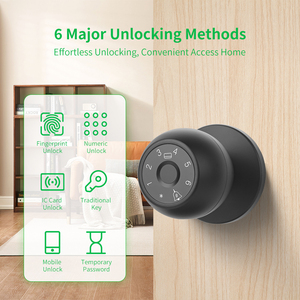 Kunci Pintu <span class=keywords><strong>Digital</strong></span> Sidik Jari Tuya APP Remote Produk & Perangkat Rumah Pintar Kunci Pintu Bulat Pintar Kunci Pintar Kunci Pintu Cerdas - Product Image 4
