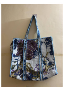 Sac fourre-tout matelassé en coton de haute qualité, ensemble de sacs personnalisés à imprimé floral, sac de marché, sac à bandoulière, prix de gros - Product Image 2