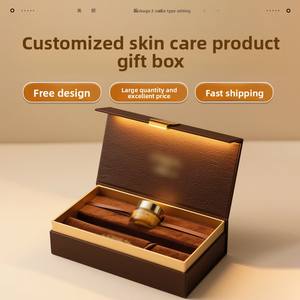 Boîte cadeau crème personnalisée, emballage de produits de soin de la peau, boîte personnalisée pour cosmétiques et essences, coffret cadeau de soin personnalisé - Product Image 1