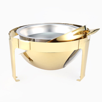 Meilleures ventes de chauffe-plats en acier doré à couvercle complet, équipement de réchauffement des aliments pour buffet, chauffe-plats en acier inoxydable avec alcool