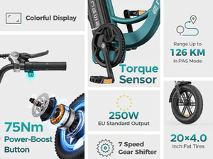 Vélo électrique ENGWE L20 Boost 250W 126 km avec capteur de couple à assistance électrique, cadre bas - Product Image 5