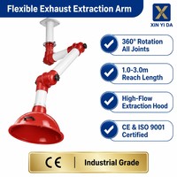 Bras d'extraction de fumée flexible à 3 articulations, résistant aux produits chimiques, en PP robuste, universel, pour laboratoire et hôpital