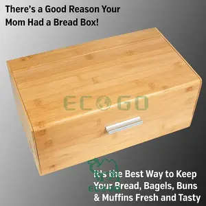 Bamboo Bread Box <b>Wooden</b> Breadbox for Kitchen Countertop Bread Box Keeps Baked Goods Fresh Food <b>Storage</b> Bin - Product Image 4
