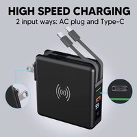 10000mAh Super chargeur avec prise ca pliable 15W aimant chargeur sans fil batterie externe câble USB-C intégré pour téléphones