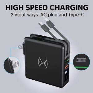 10000mAh Super <span class=keywords><strong>chargeur</strong></span> avec prise ca pliable 15W <span class=keywords><strong>aimant</strong></span> <span class=keywords><strong>chargeur</strong></span> sans fil batterie externe câble USB-C intégré pour téléphones - Product Image 4