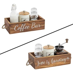 Boîte de rangement en bois pour bar à café, grande capacité, 13,3x5,9x3,6 pouces, avec poignées pour le rangement des dosettes de café - Product Image 2
