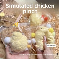 Jouet anti-stress à presser, petit poussin jaune, texture plastique souple et ludique, effet argileux, vente en gros