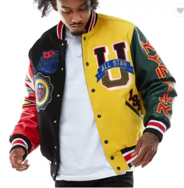 2022 Popular Personality Trend Embroidery Printed Baseball Leather Street Plus Size Coat Varsity Jacket