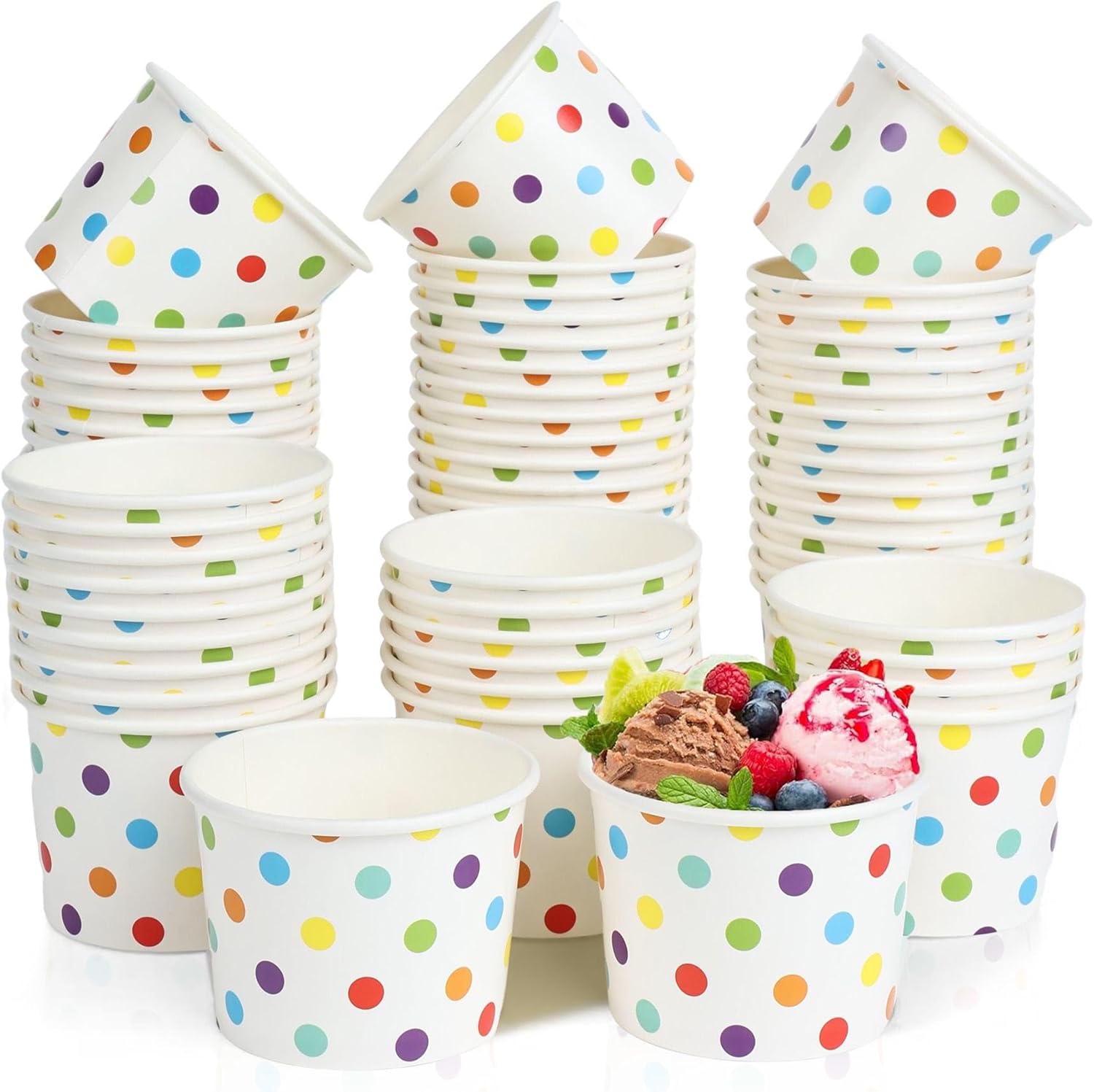 12oz Biodegradable Single Wall Eco-Friendly Disposable Ice Cream Cups Kraft Paper Food Grade Dessert Packaging