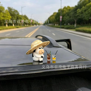 Sad Looking Cow Figurine Ugly Cute Animal Doll <b>Car</b> Center Console <b>Ornament</b> Desktop Decoration Stress Relief Matte Finish - Product Image 4