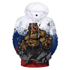Sweater Pria Fitspi Fashion Beruang Rusia 3D Printing, Hoodie Pria Lengan Panjang Bendera Rusia, Pakaian Hoodie Sweatshirt Grosir