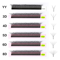 TDANCE Extensions de cils en W 3D 4D 5D 6D 8D à floraison automatique, 16 rangées, 0.07mm, plateau mixte, courbure C D, en faux vison mat