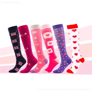 custom logo 20-30mmHg women Knee High Running Nursing athletic Sports happy funny Compression Socks