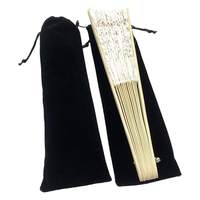 Sac de rangement personnalisé en velours pour éventail pliant, pochette de transport pour éventail long, sacs de protection en tissu doux pour éventails pliants, vente en gros