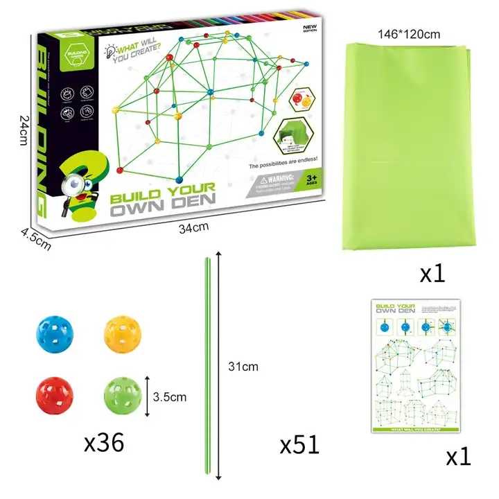 Constructor de fuertes para interiores y exteriores con palos y bolas para tienda de bricolaje para construir castillos