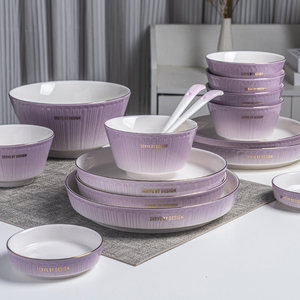 Service de table en céramique de luxe 37 pièces style Courtoisie, <span class=keywords><strong>vaisselle</strong></span> en céramique avec incrustations dorées pour la maison, cadeau de pendaison de crémaillère - Product Image 2
