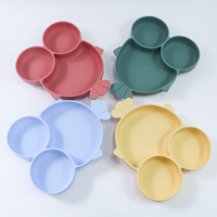 Assiettes divisées pour bébés et tout-petits, écologiques, sans BPA, en silicone, avec ventouse, pour l'alimentation des enfants
