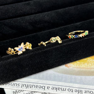 Bague en cuivre Fairycore glamour dégradé papillon Zircon dentelle bandes ouvertes empilables pour les looks de fête et de soirée - Product Image 6