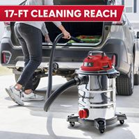 Aspirateur pour voiture Vacmaster VOC812SF 1101 8 gallons, en acier inoxydable de qualité supérieure, pour nettoyage humide et sec, édition rouge