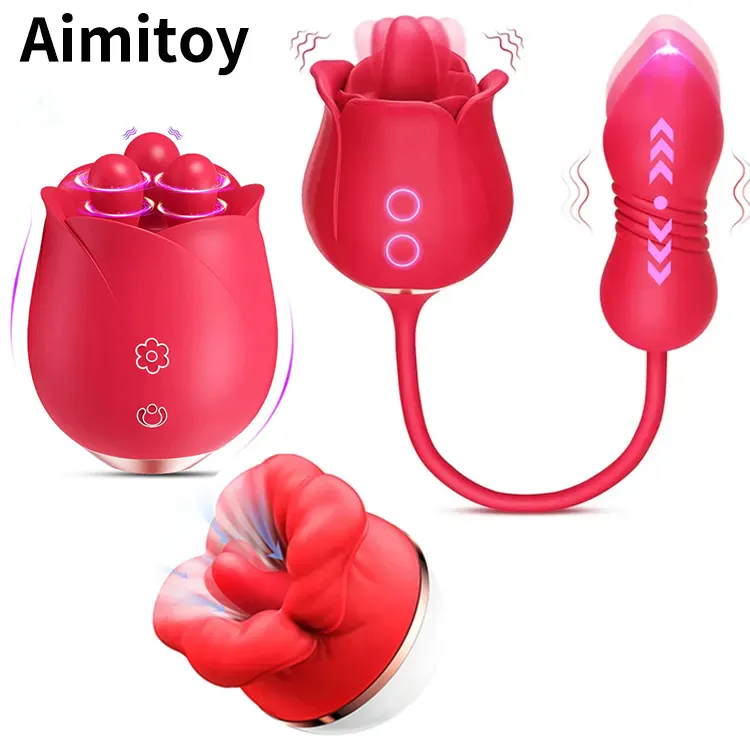 Aimitoy Rose Vibrator Sex Toys for Woman Extend Rose Love Egg Masturbator Stem Rose Flower 2 in 1 Rose Toy